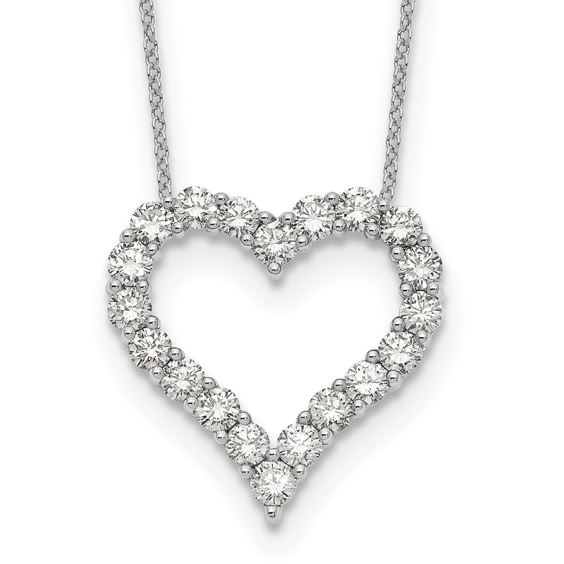 True Origin 14k White Gold 2 carat Lab Grown Diamond VS DEF 18 inch Open Heart Pendant Necklace