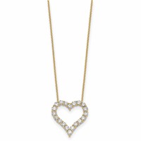 True Origin 14K Yellow Gold 2 Carat Lab Grown Diamond VS+ F+ Complete Open Heart Necklace, 18" view 2