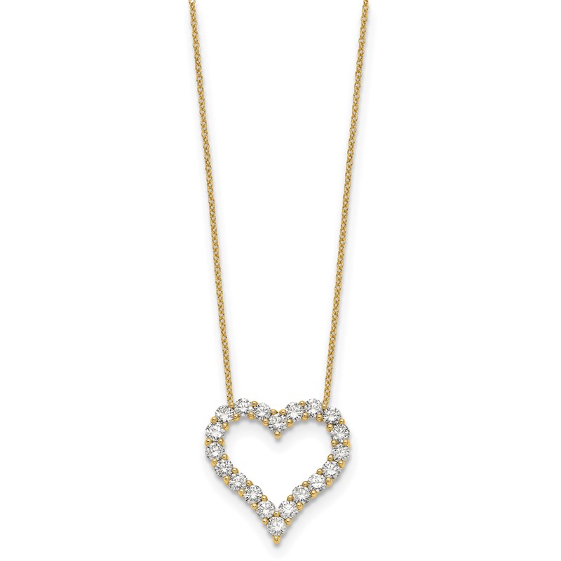 True Origin 14k 2 carat Lab Grown Diamond VS DEF 18 inch Open Heart Pendant Necklace