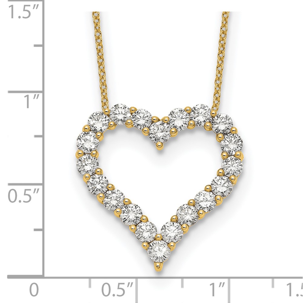 True Origin 14k 2 carat Lab Grown Diamond VS DEF 18 inch Open Heart Pendant Necklace (PM1001-200-YLD)