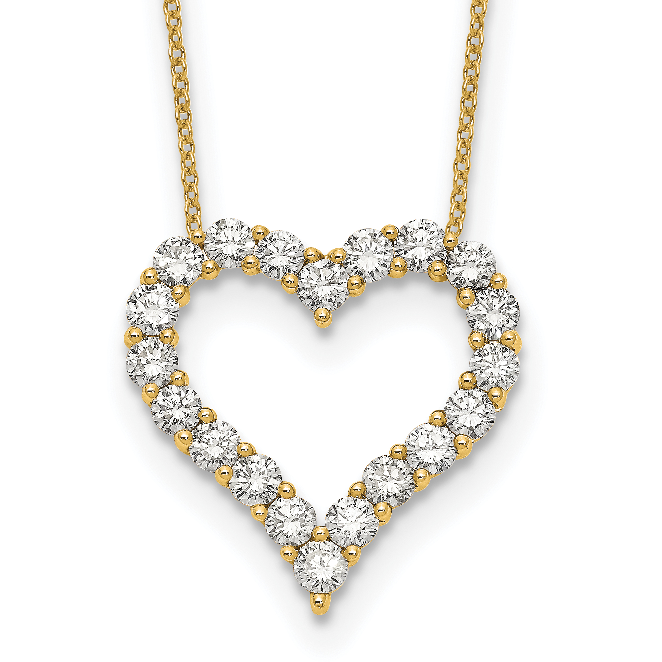 True Origin 14k 2 carat Lab Grown Diamond VS DEF 18 inch Open Heart Pendant Necklace (PM1001-200-YLD)