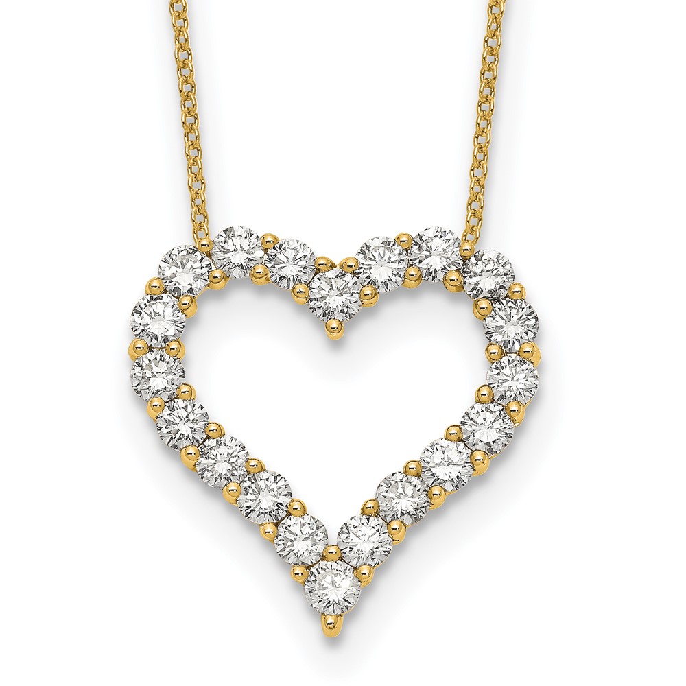 True Origin 14k 2 carat Lab Grown Diamond VS DEF 18 inch Open Heart Pendant Necklace (PM1001-200-YLD)
