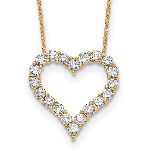 True Origin 14K Yellow Gold 2 Carat Lab Grown Diamond VS+ F+ Complete Open Heart Necklace - 18in