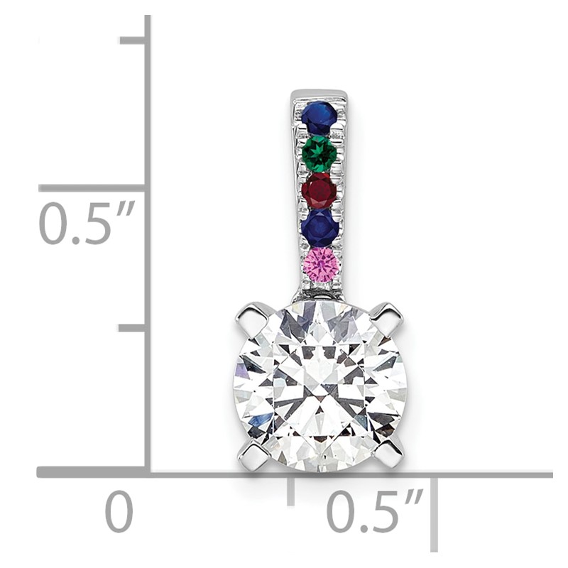 14K White Gold Lab Grown VS/SI+ G+ Dia and Multi Gemstone Semi-Mount Pendan