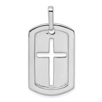 True Origin 14K White Gold Men's 0.75 Carat Lab Grown Diamond VS+ F+ Complete Cross Dog Tag Pendant view 3