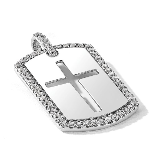 True Origin Lab Grown Diamond Men's Cross Dog Tag Pendants
