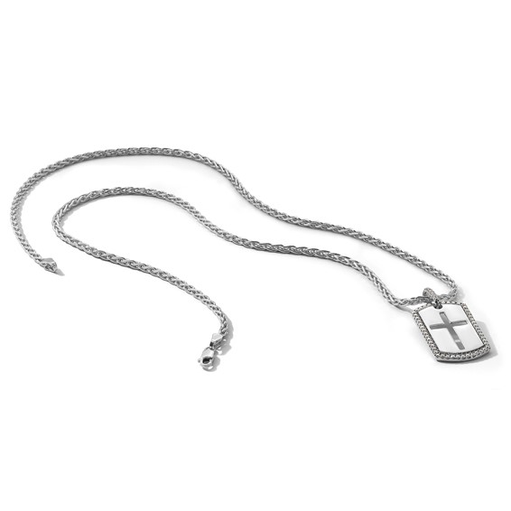 True Origin Lab Grown Diamond Men's Cross Dog Tag Pendants
