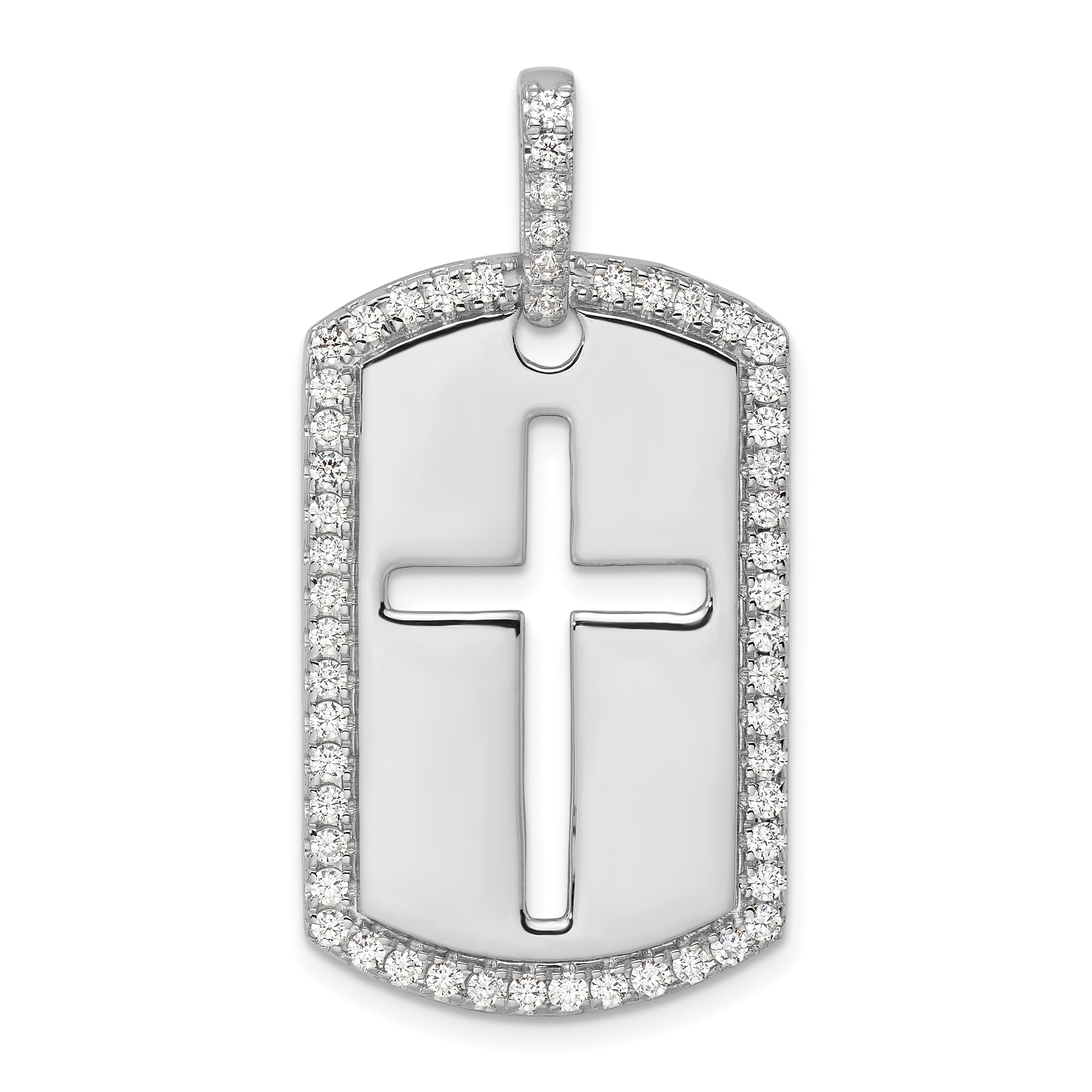True Origin 14K White Gold Men's 3/4 carat Lab Grown Diamond VS  D E F Cross Dog Tag Pendant (PM10014-080-WLD)