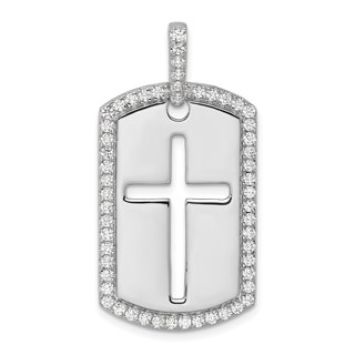 True Origin Lab Grown Diamond Men's Cross Dog Tag Pendants