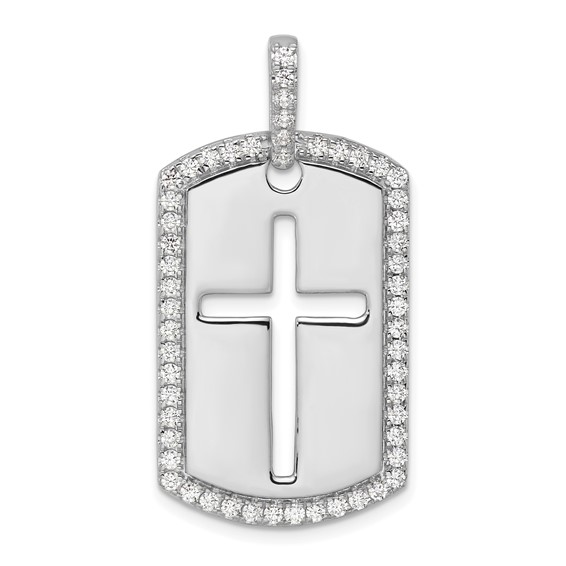 True Origin Lab Grown Diamond Men's Cross Dog Tag Pendants