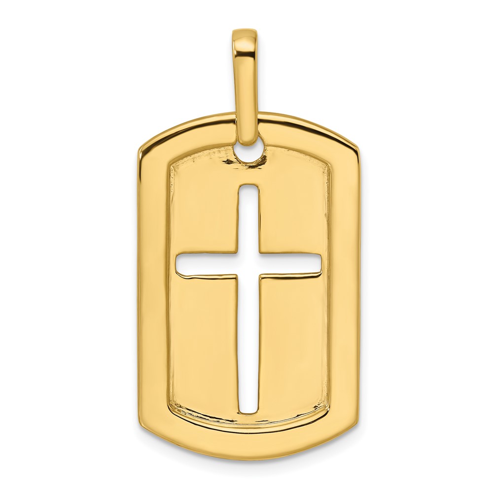 True Origin 14K Men's 3/4 carat Lab Grown Diamond VS  D E F Cross Dog Tag Pendant (PM10014-080-YLD)