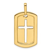 True Origin 14K Yellow Gold Men's 0.75 Carat Lab Grown Diamond VS+ F+ Complete Cross Dog Tag Pendant view 3