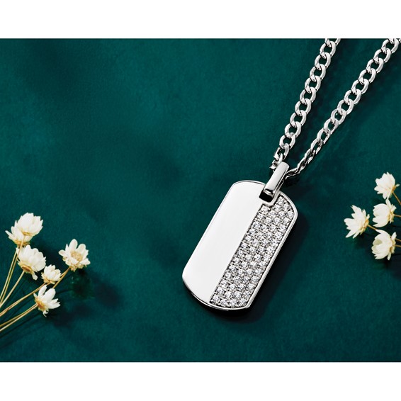 True Origin Lab Grown Diamond Men's Dog Tag Pendants