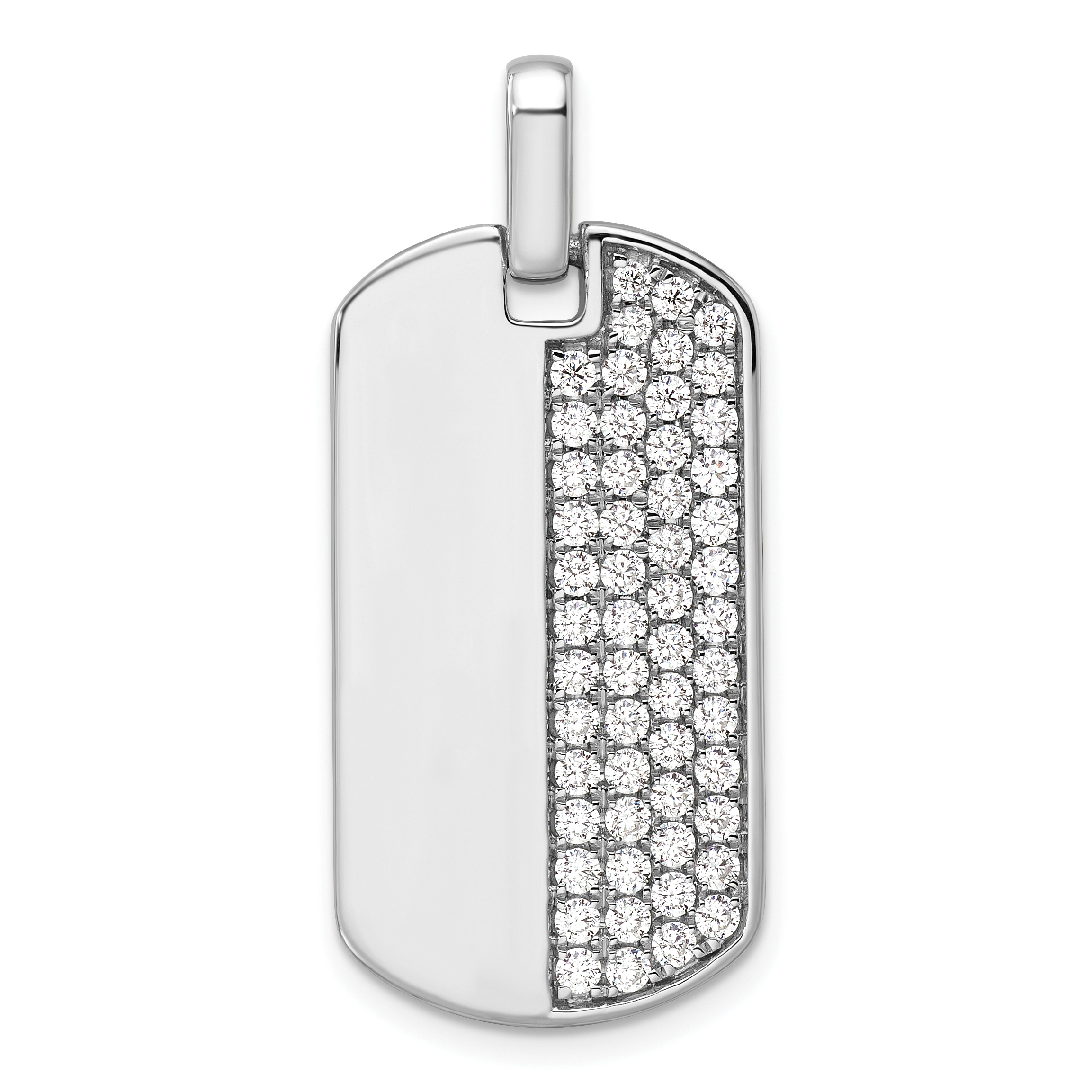 True Origin 14K White Gold Men's 1 carat Lab Grown Diamond VS D E F  Dog Tag Pendant (PM10015-107-WLD)