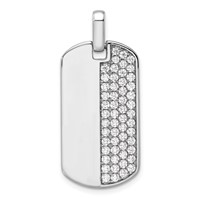 True Origin 14K White Gold Men's 1 Carat Lab Grown Diamond VS+ F+ Complete Dog Tag Pendant view 1
