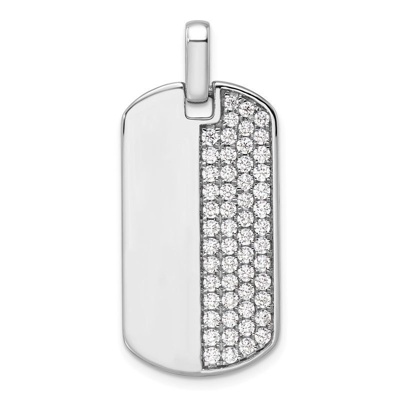 True Origin 14K White Gold Men's 1 carat Lab Grown Diamond VS D E F  Dog Tag Pendant