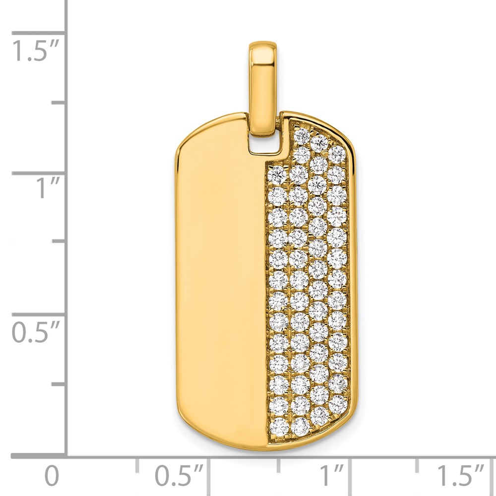 True Origin 14K Men's 1 carat Lab Grown Diamond VS D E F  Dog Tag Pendant (PM10015-107-YLD)