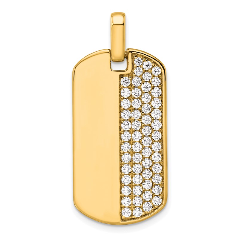 True Origin 14K Men's 1 carat Lab Grown Diamond VS D E F  Dog Tag Pendant