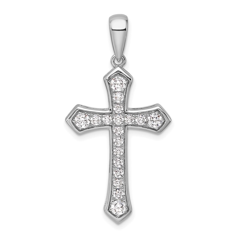 True Origin White Gold 14k 3/4 carat Lab Grown Diamond VS D E F Cross Pendant