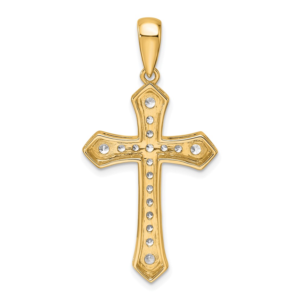True Origin 14k 3/4 carat Lab Grown Diamond VS D E F Cross Pendant (PM10016-075-YLD)