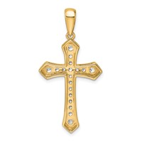 True Origin 14K Yellow Gold 0.75 Carat Lab Grown Diamond VS+ F+ Complete Cross Pendant view 3