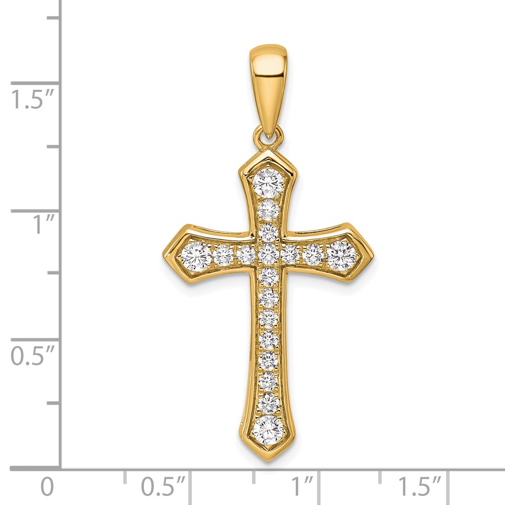True Origin 14k 3/4 carat Lab Grown Diamond VS D E F Cross Pendant (PM10016-075-YLD)