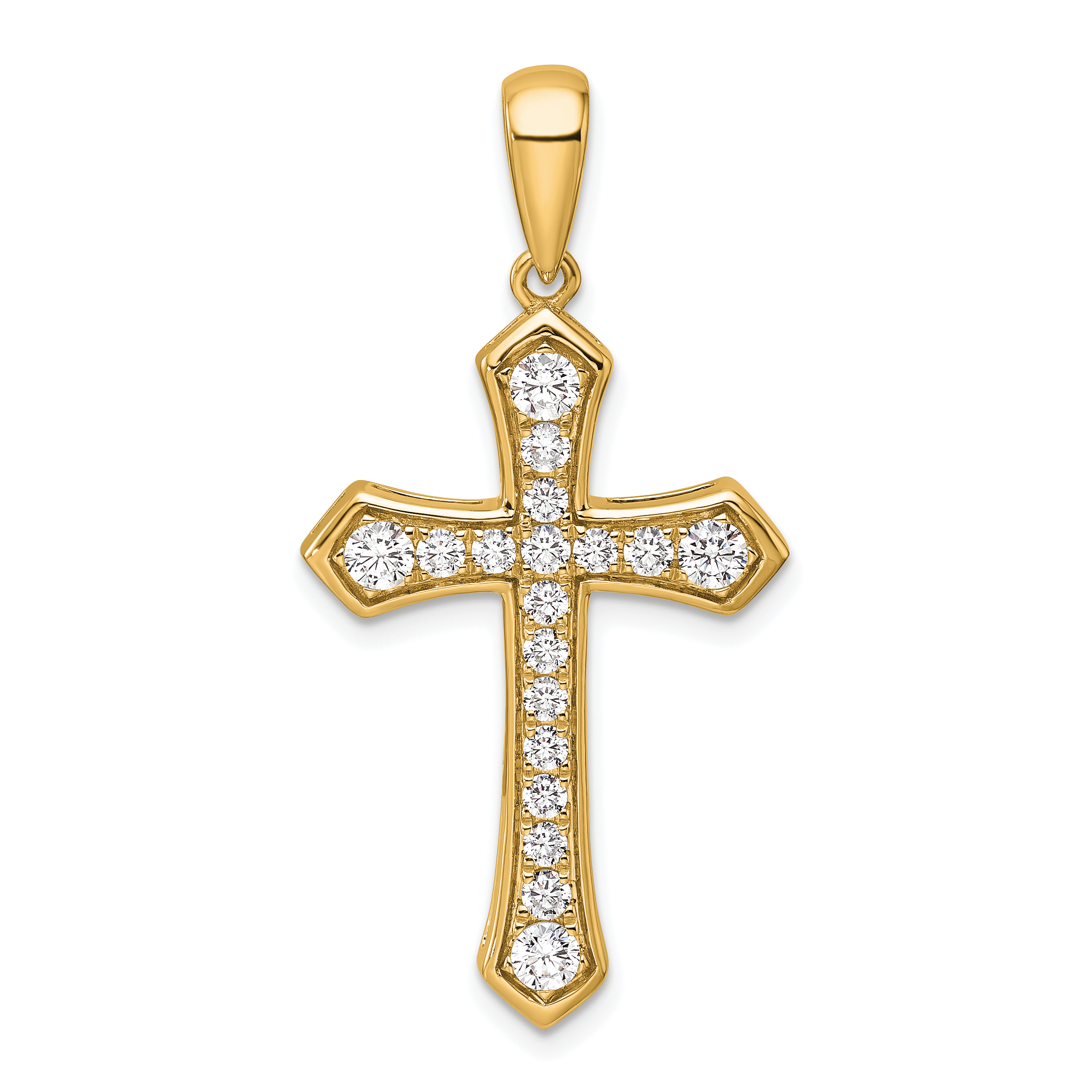 True Origin 14k 3/4 carat Lab Grown Diamond VS D E F Cross Pendant (PM10016-075-YLD)