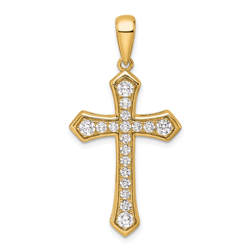 True Origin 14k 3/4 carat Lab Grown Diamond VS D E F Cross Pendant (PM10016-075-YLD)