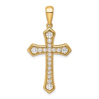 True Origin 14K Yellow Gold 0.75 Carat Lab Grown Diamond VS+ F+ Complete Cross Pendant view 1