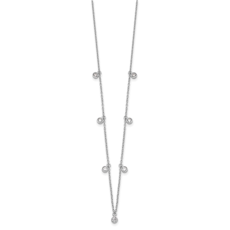 True Origin 14k White Gold 5/8 carat Lab Grown Diamond VS DEF Nine Station 18 inch Necklace