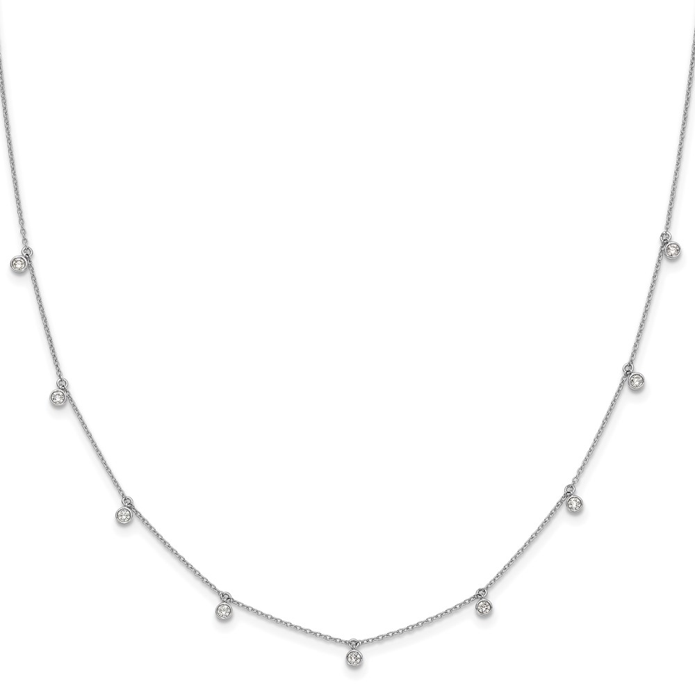 True Origin 14K White Gold 0.62 Carat Lab Grown Diamond VS+ F+ Complete 9 Station Necklace, 18"