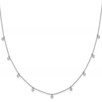 True Origin 14K White Gold 0.62 Carat Lab Grown Diamond VS+ F+ Complete 9 Station Necklace, 18" view 1