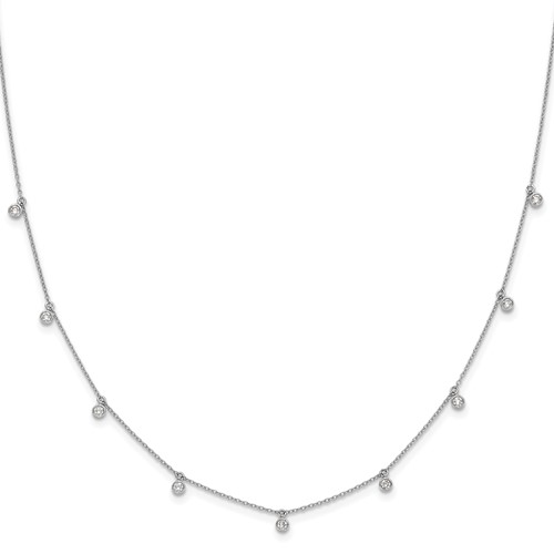 True Origin 14K White Gold 0.62 Carat Lab Grown Diamond VS+ F+ Complete 9 Station Necklace, 18"