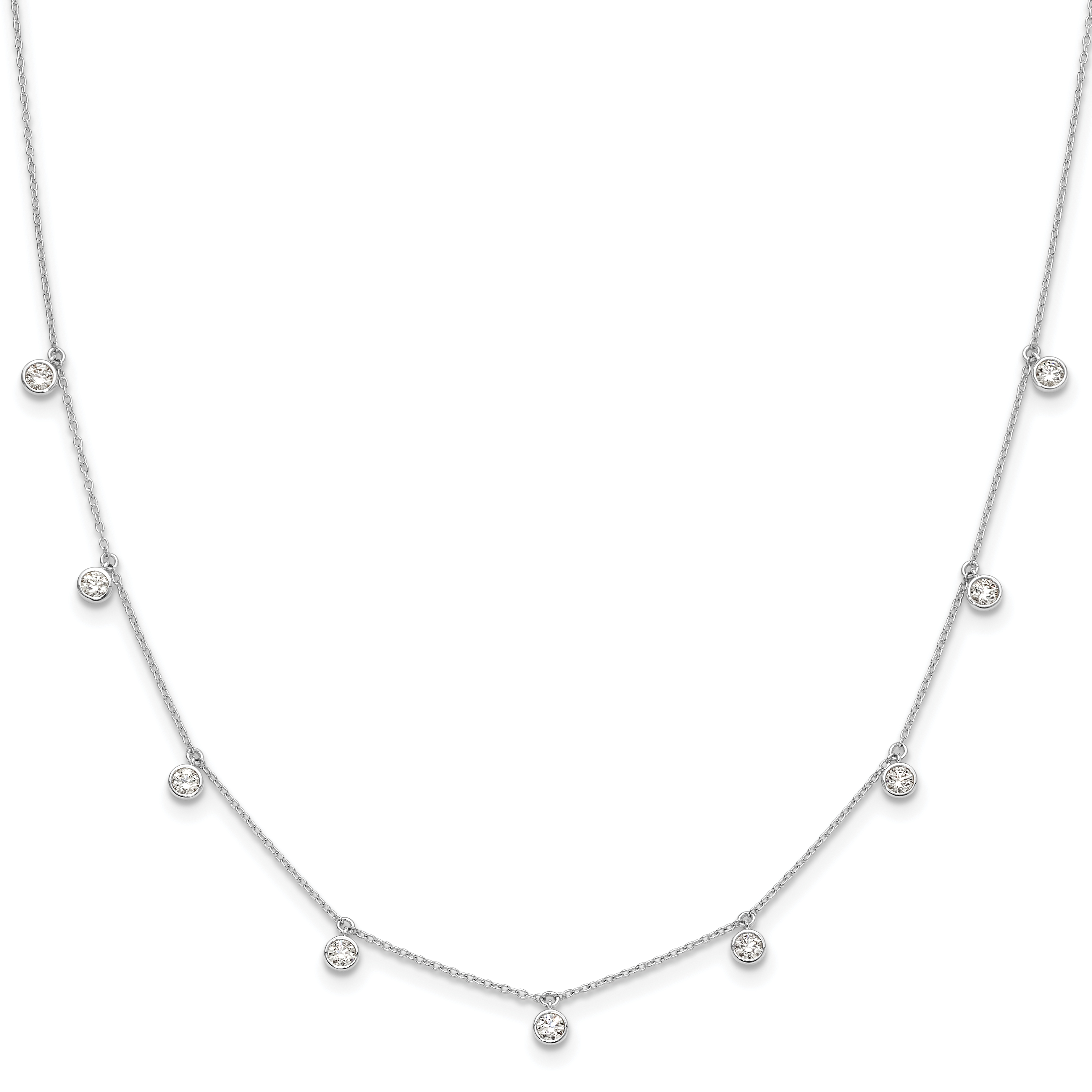 True Origin 14k White Gold 1 1/6 carat Lab Grown Diamond VS DEF Nine Station 18 inch Necklace (PM10017-117-WLD-18)