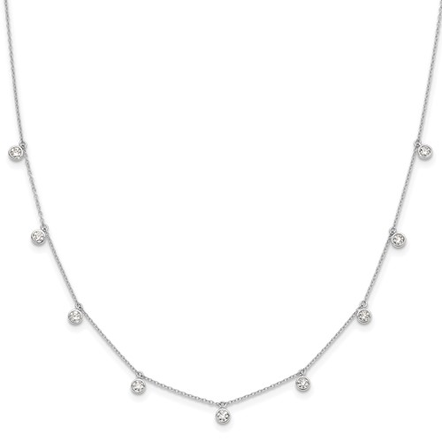 True Origin 14K White Gold 1.17 Carat Lab Grown Diamond VS+ F+ Complete 9 Station Necklace, 18"