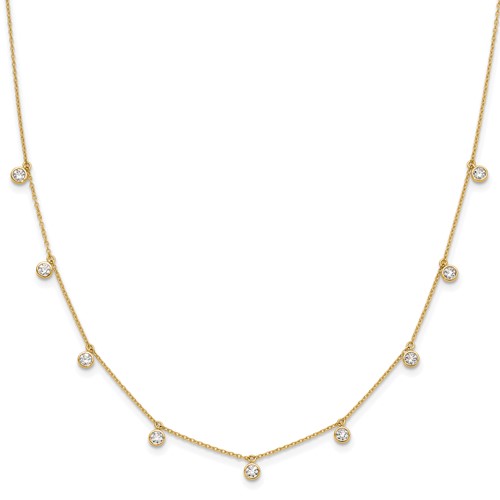 True Origin 14K Yellow Gold 1.17 Carat Lab Grown Diamond VS+ F+ Complete 9 Station Necklace, 18"
