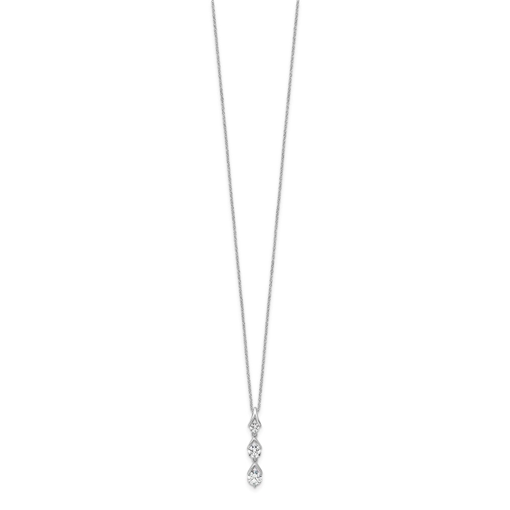 True Origin 14k White Gold 1 carat Lab Grown Diamond VS DEF 18 inch Three Stone Pendant Necklace (PM10018-100-WLD)