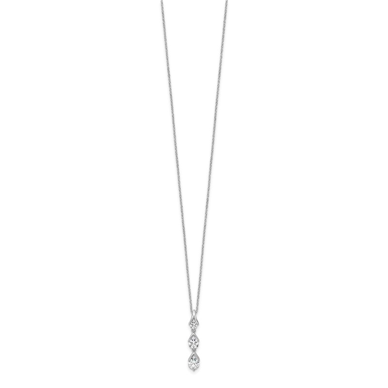 True Origin 14k White Gold 1 carat Lab Grown Diamond VS DEF 18 inch Three Stone Pendant Necklace