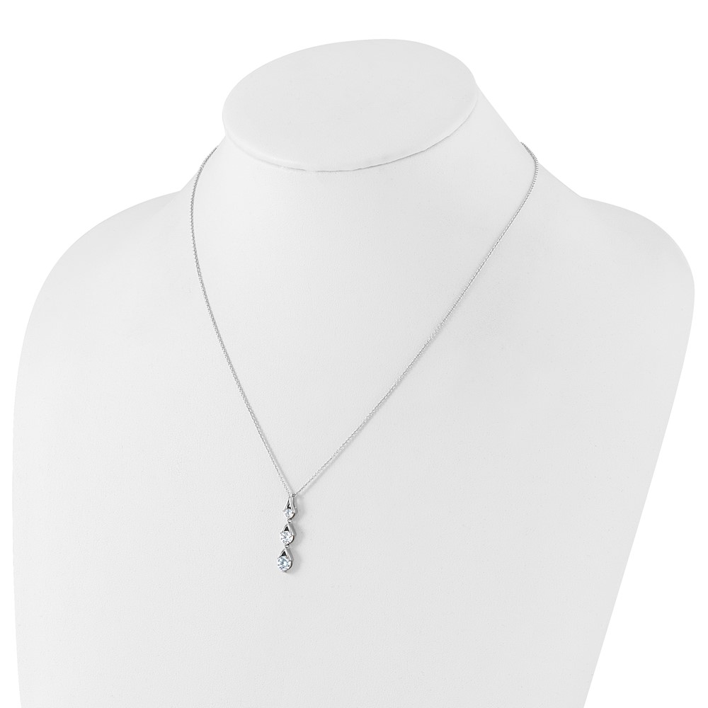 True Origin 14k White Gold 1 carat Lab Grown Diamond VS DEF 18 inch Three Stone Pendant Necklace (PM10018-100-WLD)