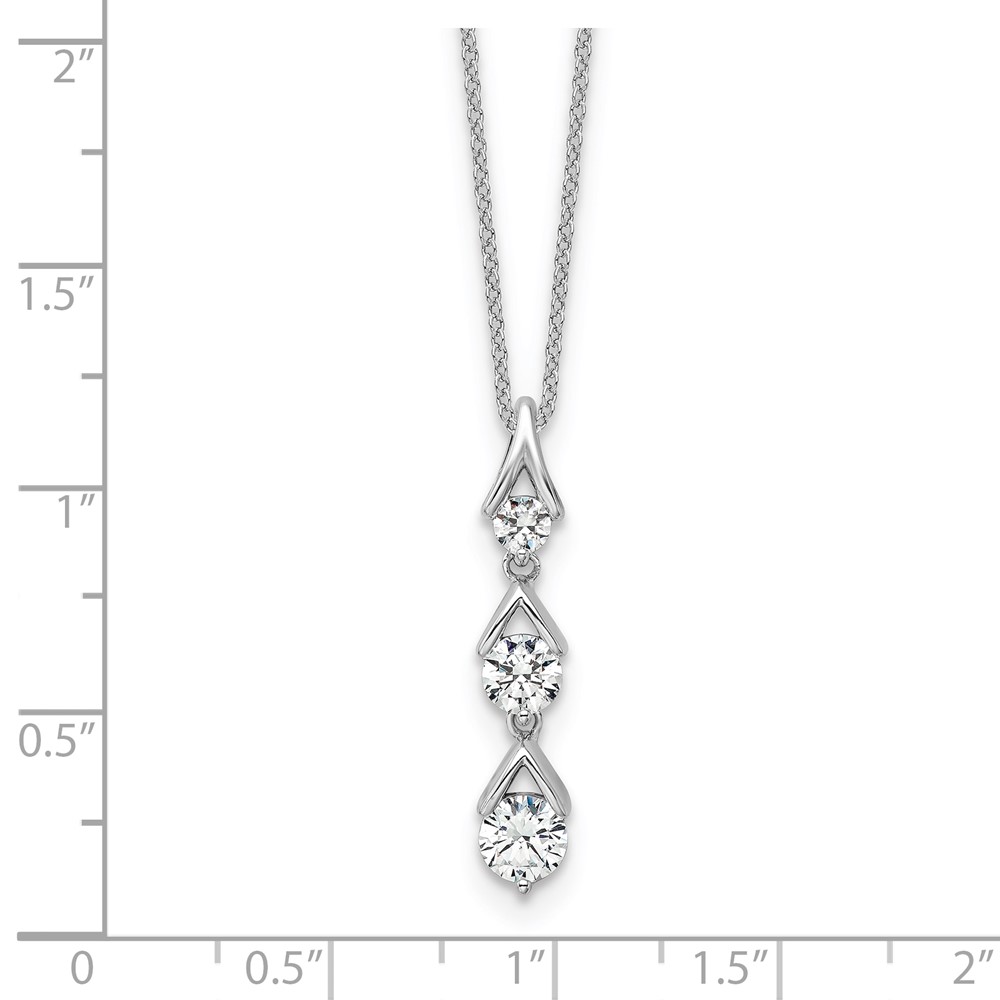 True Origin 14k White Gold 1 carat Lab Grown Diamond VS DEF 18 inch Three Stone Pendant Necklace (PM10018-100-WLD)