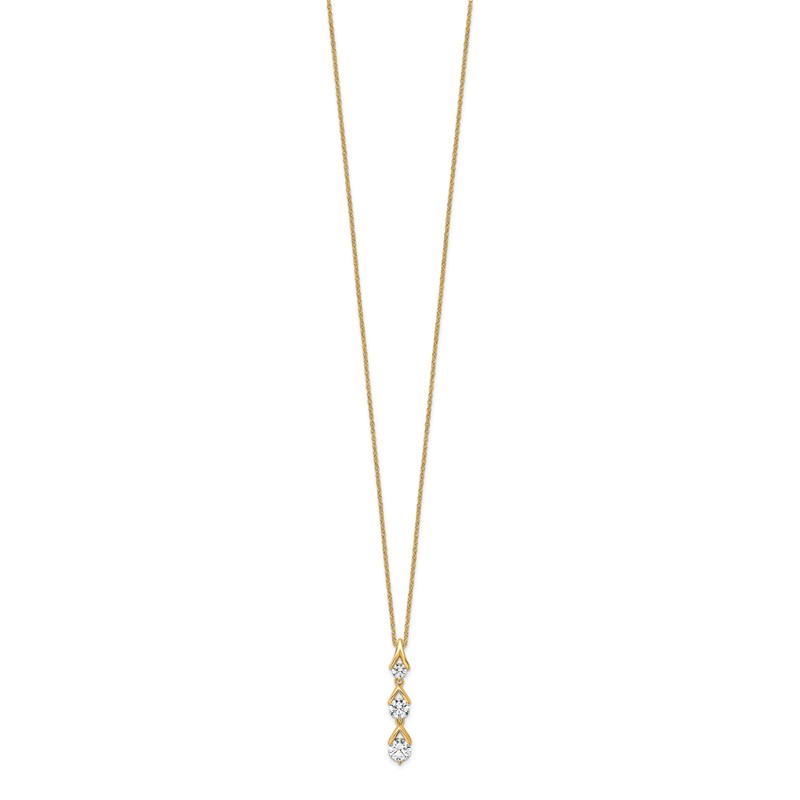 True Origin 14k 1 carat Lab Grown Diamond VS DEF 18 inch Three Stone Pendant Necklace