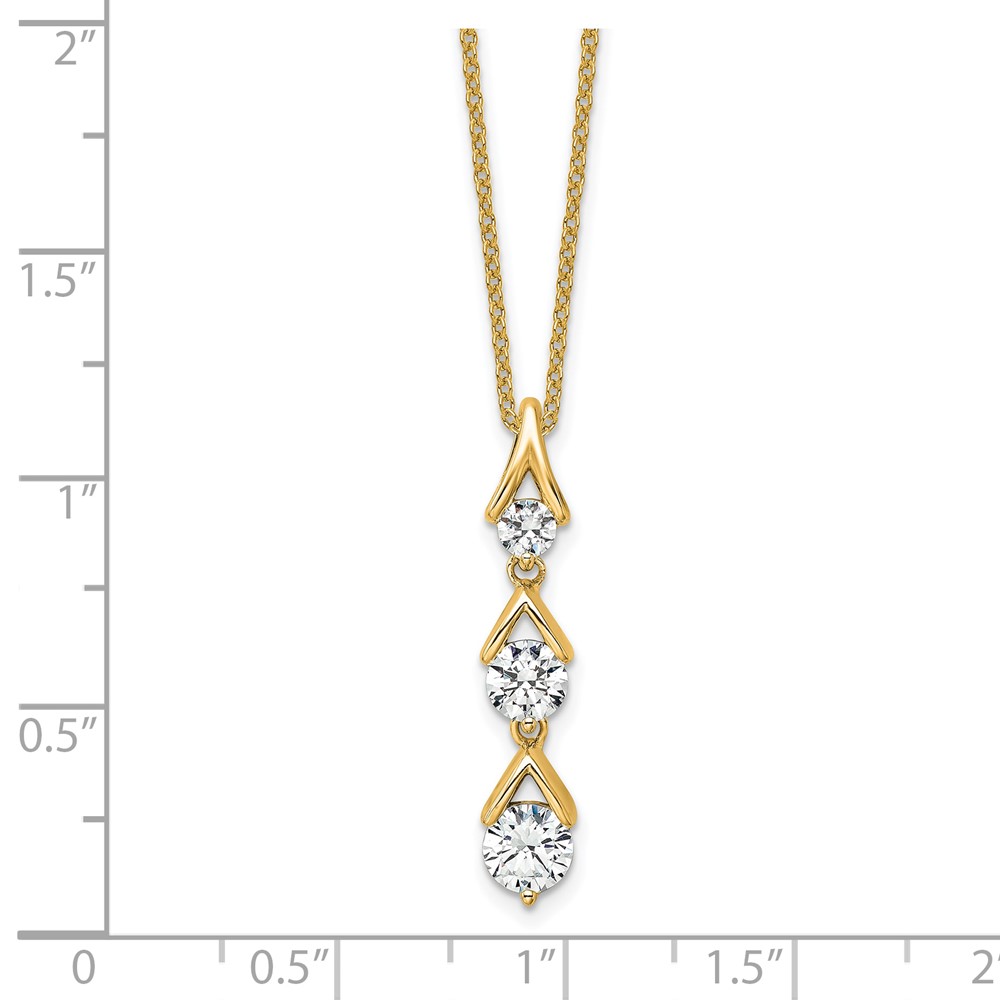 True Origin 14k 1 carat Lab Grown Diamond VS DEF 18 inch Three Stone Pendant Necklace (PM10018-100-YLD)