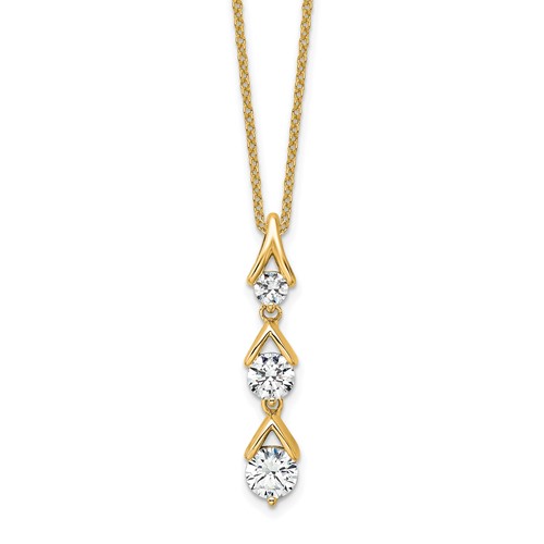 True Origin 14K Yellow Gold 1 Carat Lab Grown Diamond VS+ F+ Complete Pendant Necklace, 18"