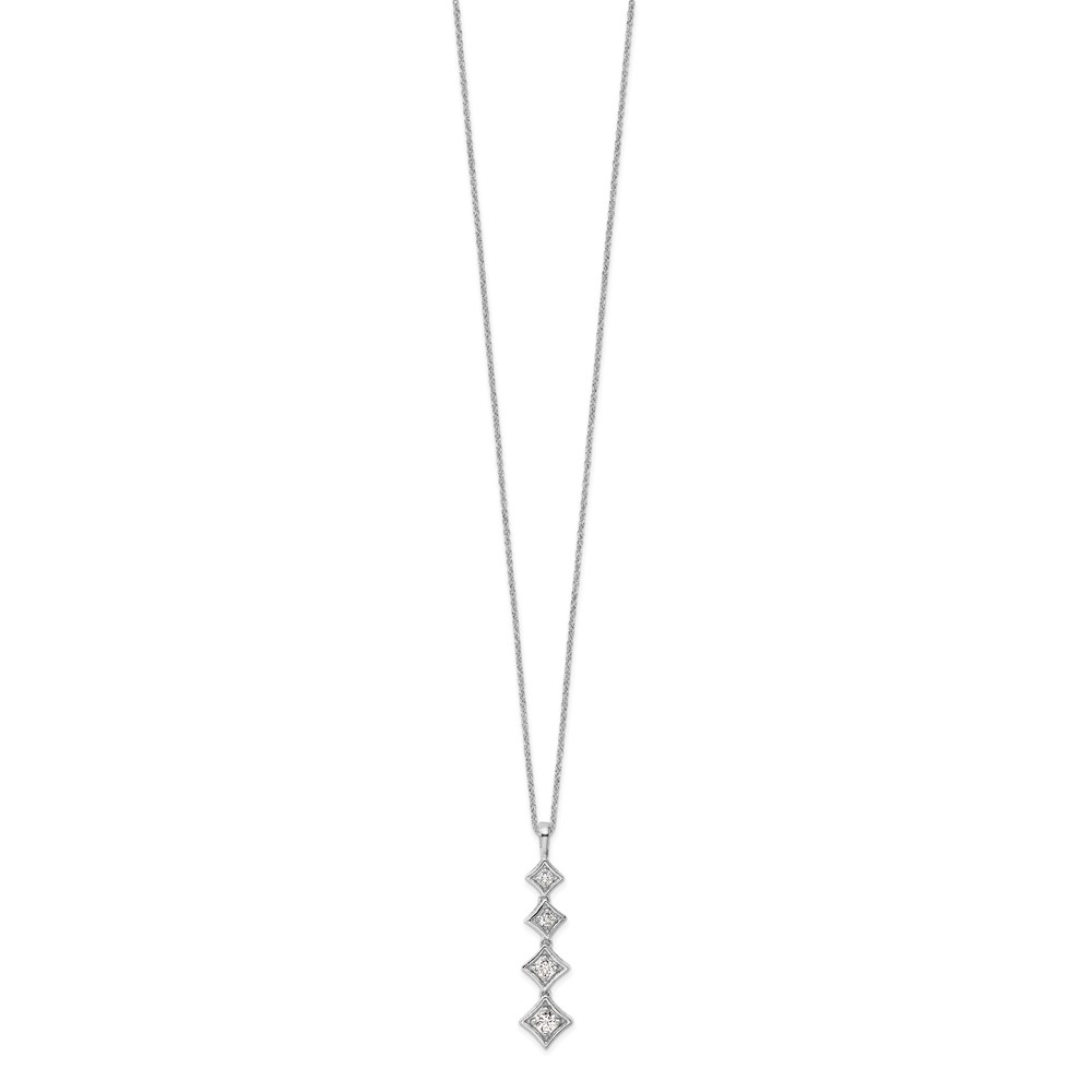 True Origin 14k White Gold 3/8 carat Lab Grown Diamond VS DEF 18 inch Four Stone Pendant Necklace (PM10019-043-WLD)