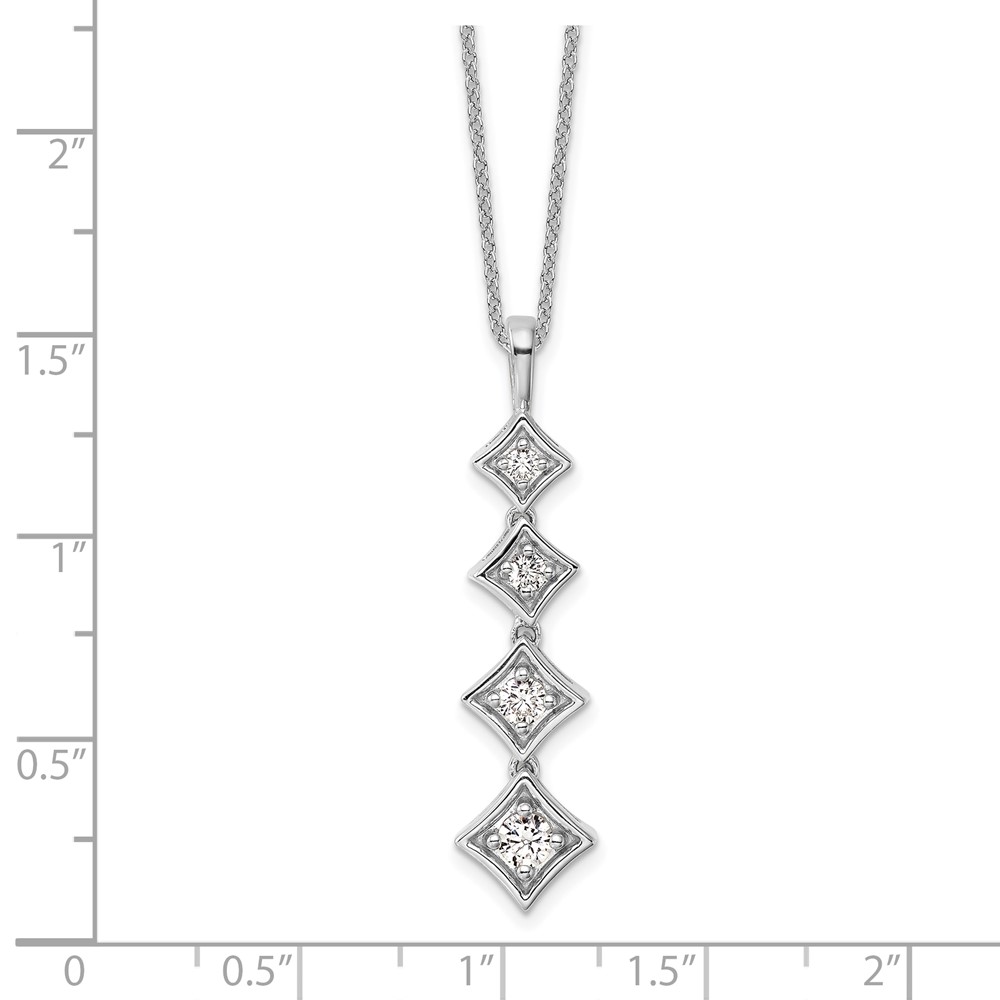 True Origin 14k White Gold 3/8 carat Lab Grown Diamond VS DEF 18 inch Four Stone Pendant Necklace (PM10019-043-WLD)