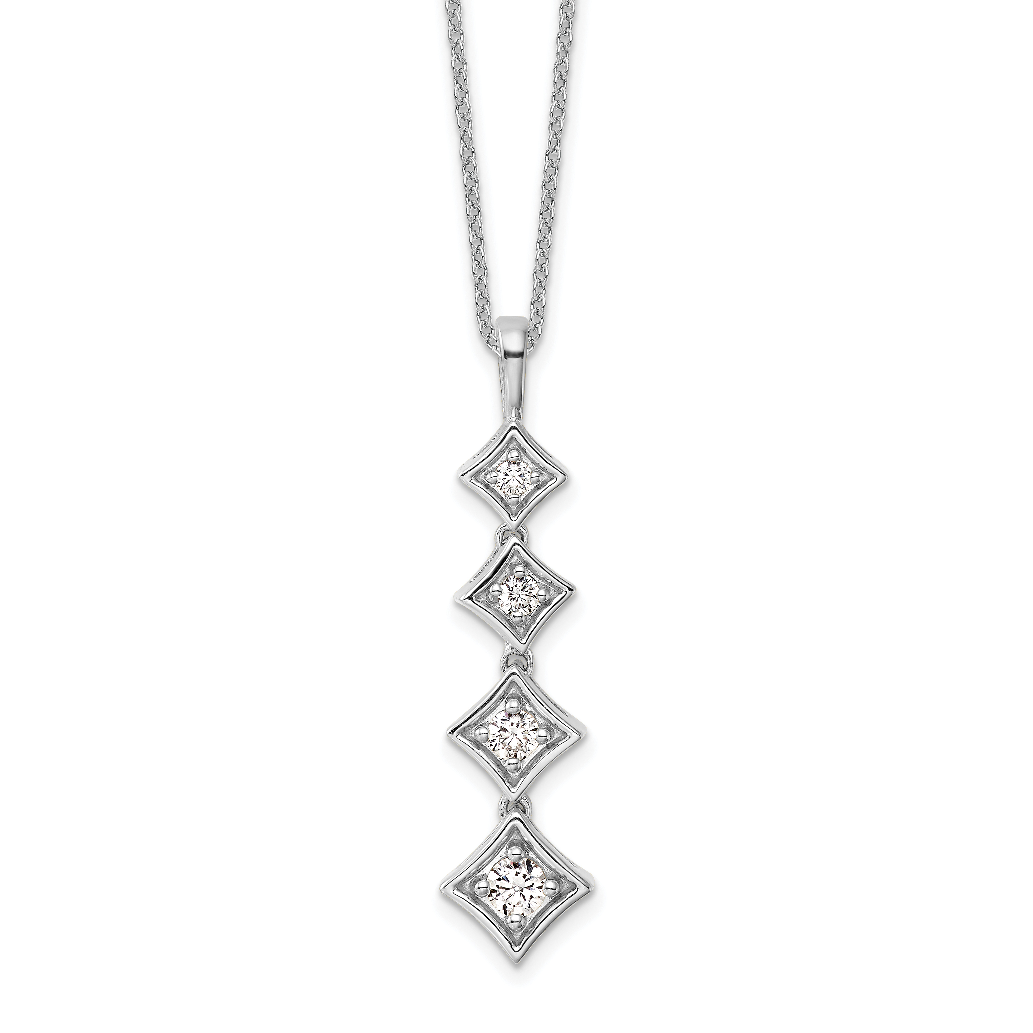 True Origin 14k White Gold 3/8 carat Lab Grown Diamond VS DEF 18 inch Four Stone Pendant Necklace (PM10019-043-WLD)