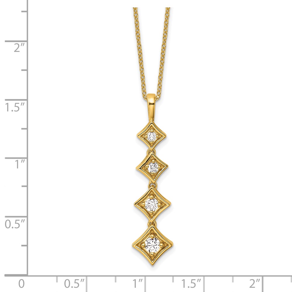 True Origin 14k 3/8 carat Lab Grown Diamond VS DEF 18 inch Four Stone Pendant Necklace (PM10019-043-YLD)