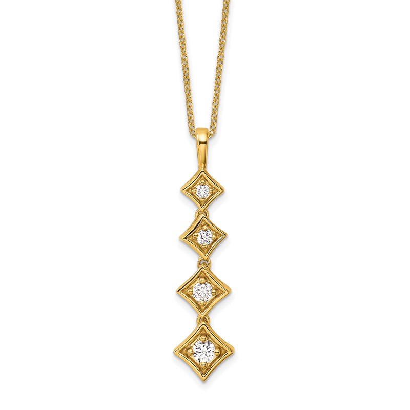 True Origin 14k 3/8 carat Lab Grown Diamond VS DEF 18 inch Four Stone Pendant Necklace