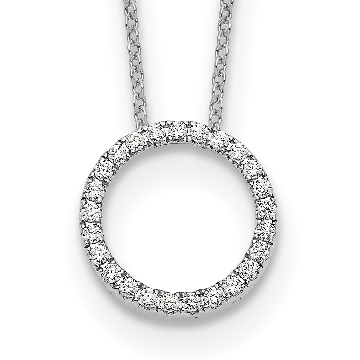 14k White Gold 1/4 carat Diamond Circle 18 inch Necklace (PM1002-025-WA)