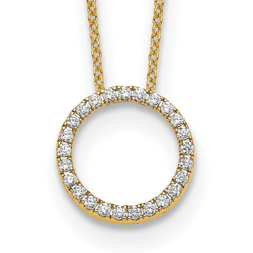 True Origin 14K Yellow Gold 0.25 Carat Lab Grown Diamond VS+ F+ Complete Eternity Pendant Necklace, 18"